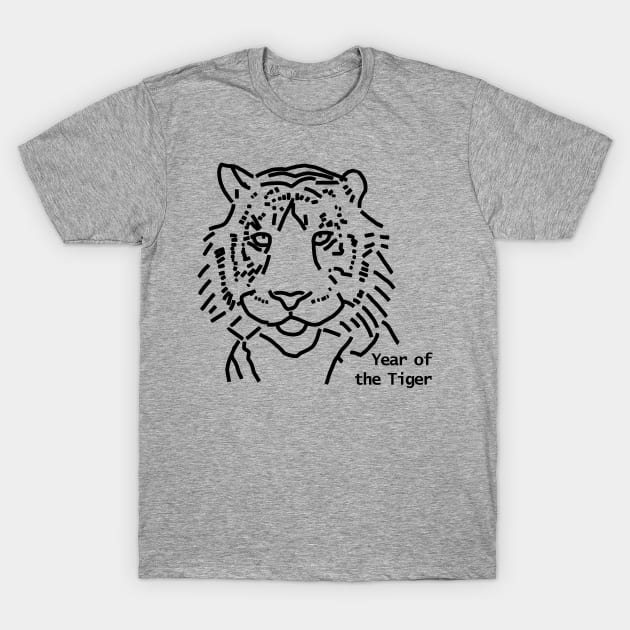 Year of the Tiger Outline T-Shirt by ellenhenryart